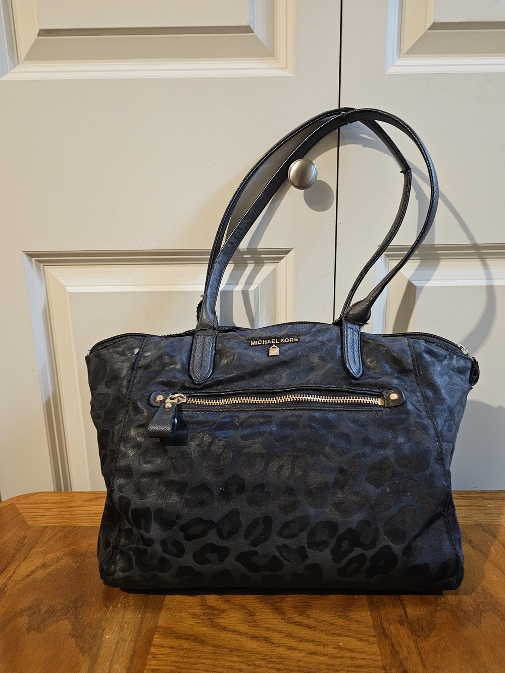 Michael Kors Black Leopard-Print Tote Bag
